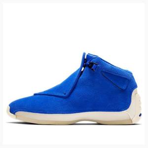 Air Jordan 18 Nike Retro Daim Chaussure De Basketball Homme Bleu | JD-672RK