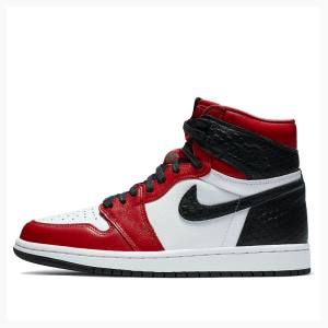 Air Jordan 1 Nike High OG Satin Snake Chicago Chaussure De Basketball Femme Rouge Noir | JD-056OH