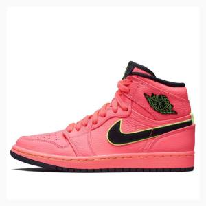 Air Jordan 1 Nike High PREM Hot Punch Chaussure De Basketball Femme Rouge Noir | JD-723GZ