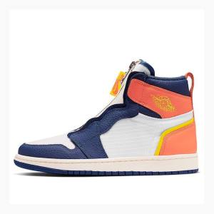 Air Jordan 1 Nike High Zip Sail Chaussure De Basketball Femme Blanche Bleu Orange | JD-347CA