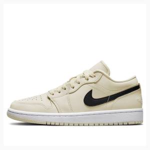 Air Jordan 1 Nike Low Creamy Coconut Milk Baskets Femme Blanche Noir | JD-654HQ