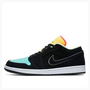 Air Jordan 1 Nike Low SE Baskets Homme Noir Jaune Vert | JD-382YR