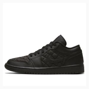 Air Jordan 1 Nike Low Triple Black Quilted Baskets Femme Noir | JD-682HK