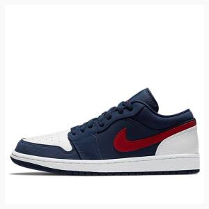 Air Jordan 1 Nike Low USA Baskets Homme Bleu Rouge | JD-765ZR