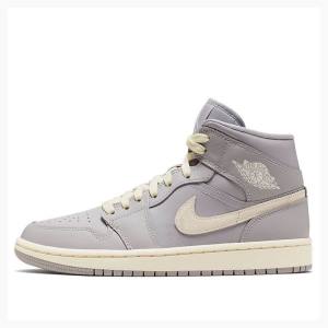 Air Jordan 1 Nike Mid Atmosphere Pale Ivory Chaussure De Basketball Femme Grise | JD-519NQ