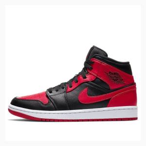 Air Jordan 1 Nike Mid Bred Banned Chaussure De Basketball Homme Noir Blanche Rouge | JD-731JX