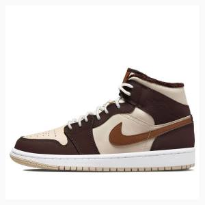 Air Jordan 1 Nike Mid Brown Basalt Oatmeal Chaussure De Basketball Femme Marron | JD-742PF