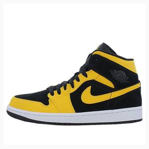 Air Jordan 1 Nike Mid Chaussure De Basketball Homme Noir Jaune | JD-028TN