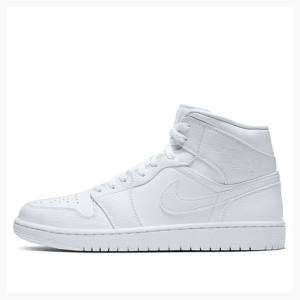 Air Jordan 1 Nike Mid Chaussure De Basketball Homme Blanche | JD-078BS