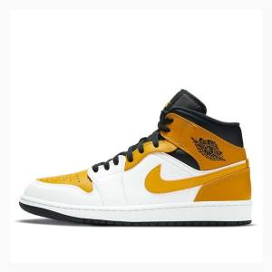 Air Jordan 1 Nike Mid Chaussure De Basketball Homme Doré Blanche | JD-107TB