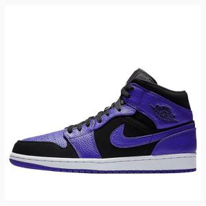 Air Jordan 1 Nike Mid Chaussure De Basketball Homme Noir Violette | JD-120LP