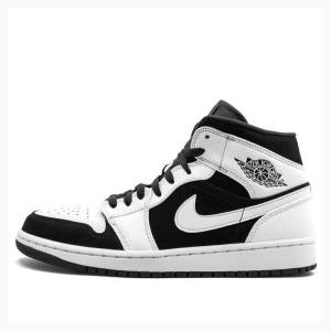 Air Jordan 1 Nike Mid Chaussure De Basketball Homme Blanche Noir | JD-184MQ