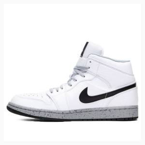 Air Jordan 1 Nike Mid Chaussure De Basketball Homme Blanche Noir | JD-265EJ