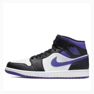 Air Jordan 1 Nike Mid Chaussure De Basketball Homme Blanche Noir Violette | JD-371YO