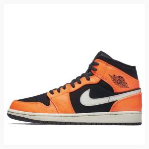 Air Jordan 1 Nike Mid Chaussure De Basketball Homme Orange Noir | JD-518CF