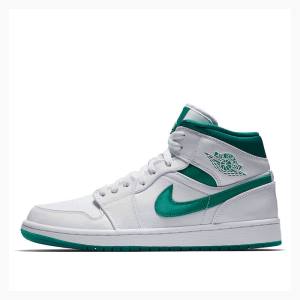 Air Jordan 1 Nike Mid Chaussure De Basketball Homme Vert Blanche | JD-518TK