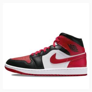 Air Jordan 1 Nike Mid Chaussure De Basketball Femme Noir Rouge | JD-670FU