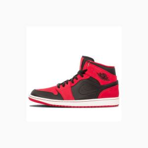 Air Jordan 1 Nike Mid Chaussure De Basketball Homme Rouge Noir | JD-923NS