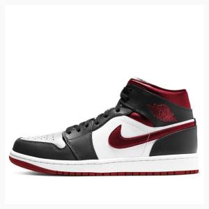 Air Jordan 1 Nike Mid Chaussure De Basketball Homme Noir Blanche Rouge | JD-947CF