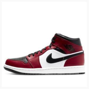 Air Jordan 1 Nike Mid Chicago Chaussure De Basketball Homme Noir Blanche Rouge | JD-436NE