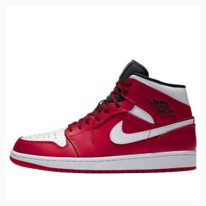 Air Jordan 1 Nike Mid Chicago Chaussure De Basketball Homme Blanche Rouge | JD-641BP