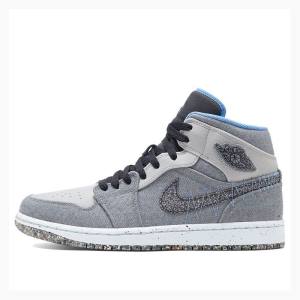 Air Jordan 1 Nike Mid Crater Chaussure De Basketball Homme Grise Noir Bleu | JD-456FL