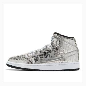 Air Jordan 1 Nike Mid Flashing Lights Chaussure De Basketball Femme Argent | JD-804GE