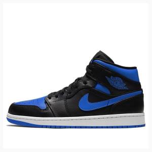 Air Jordan 1 Nike Mid Hyper Royal Chaussure De Basketball Homme Bleu Noir | JD-146KJ