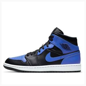 Air Jordan 1 Nike Mid Hyper Royal Chaussure De Basketball Homme Bleu Noir | JD-241RV