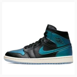 Air Jordan 1 Nike Mid Iridescent Chaussure De Basketball Femme Bleu Noir | JD-439ZO