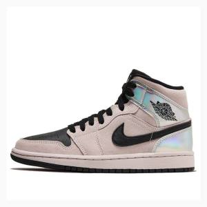 Air Jordan 1 Nike Mid Iridescent Chaussure De Basketball Femme Rose Noir | JD-512EL