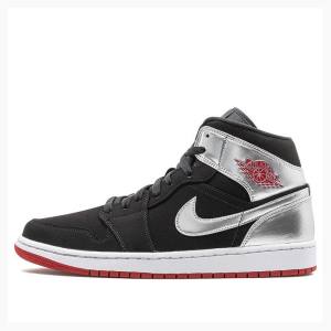 Air Jordan 1 Nike Mid Johnny Kilroy Chaussure De Basketball Homme Noir Argent | JD-074GJ