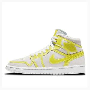 Air Jordan 1 Nike Mid LX(W) Chaussure De Basketball Femme Blanche Jaune | JD-869RC