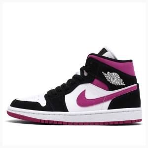 Air Jordan 1 Nike Mid Magenta Chaussure De Basketball Femme Noir Violette | JD-791LG