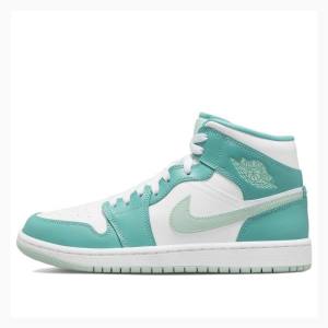 Air Jordan 1 Nike Mid Marine Chaussure De Basketball Femme Blanche Vert | JD-952OH