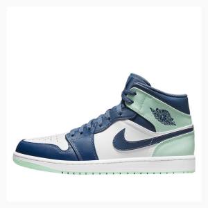 Air Jordan 1 Nike Mid Mint Chaussure De Basketball Homme Bleu Blanche | JD-517QG