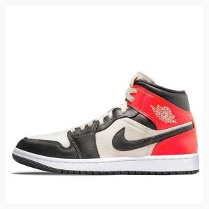 Air Jordan 1 Nike Mid Newsprint Chaussure De Basketball Femme Noir Rouge | JD-058PG