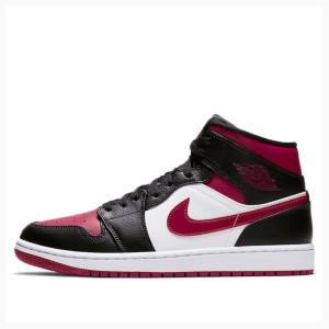 Air Jordan 1 Nike Mid Noble Chaussure De Basketball Homme Noir Blanche Rouge | JD-654VN