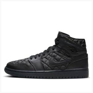 Air Jordan 1 Nike Mid SE 'Black Quilted' Chaussure De Basketball Femme Noir | JD-302CT