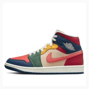 Air Jordan 1 Nike Mid SE Chaussure De Basketball Femme Multicolore | JD-651UE