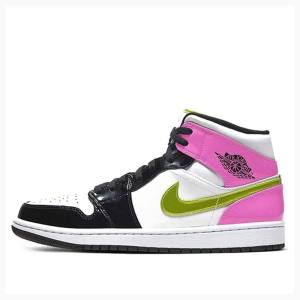 Air Jordan 1 Nike Mid SE 'Cyber Active Fuchsia' Chaussure De Basketball Homme Blanche Doré Violette | JD-925CL