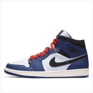 Air Jordan 1 Nike Mid SE Deep Royal Chaussure De Basketball Homme Bleu Noir | JD-672LJ