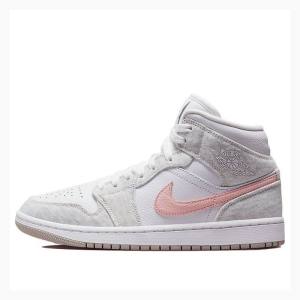 Air Jordan 1 Nike Mid SE Light Iron Ore Light Iron Ore (W) Chaussure De Basketball Femme Blanche Grise Rose | JD-142HQ