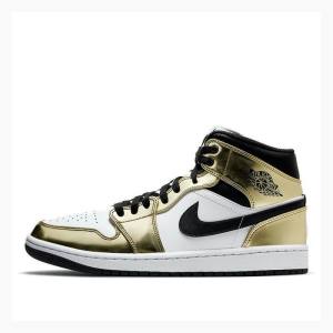 Air Jordan 1 Nike Mid SE 'Metallic Gold' Chaussure De Basketball Homme Doré Noir | JD-314VQ