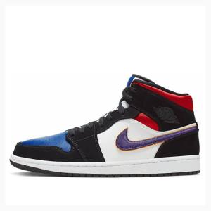 Air Jordan 1 Nike Mid SE Rivals Chaussure De Basketball Homme Noir Violette Bleu | JD-615YW