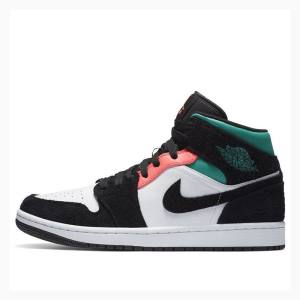 Air Jordan 1 Nike Mid SE South Beach Chaussure De Basketball Homme Noir Blanche | JD-945LZ