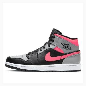 Air Jordan 1 Nike Mid Shadow Chaussure De Basketball Homme Noir Argent Rose | JD-083RJ