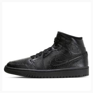 Air Jordan 1 Nike Mid Snakeskin Chaussure De Basketball Femme Noir | JD-650IF