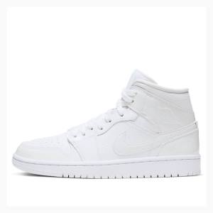 Air Jordan 1 Nike Mid Triple Chaussure De Basketball Femme Blanche | JD-391FR