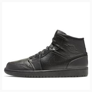 Air Jordan 1 Nike Mid Triple Chaussure De Basketball Homme Noir | JD-624BH